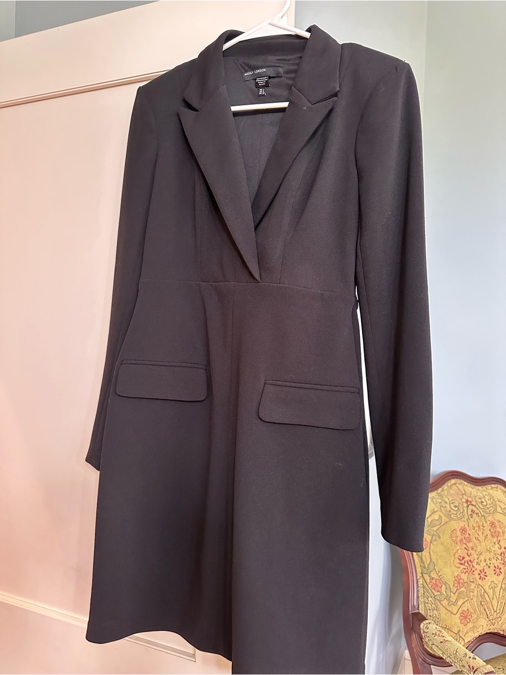 Mango Black Long-Sleeve Blazer Dress with Flap Pockets